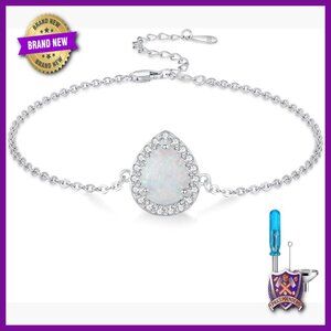 Sterling Silver Opal Teardrop Cremation Bracelet Memory Keepsake Jewelry